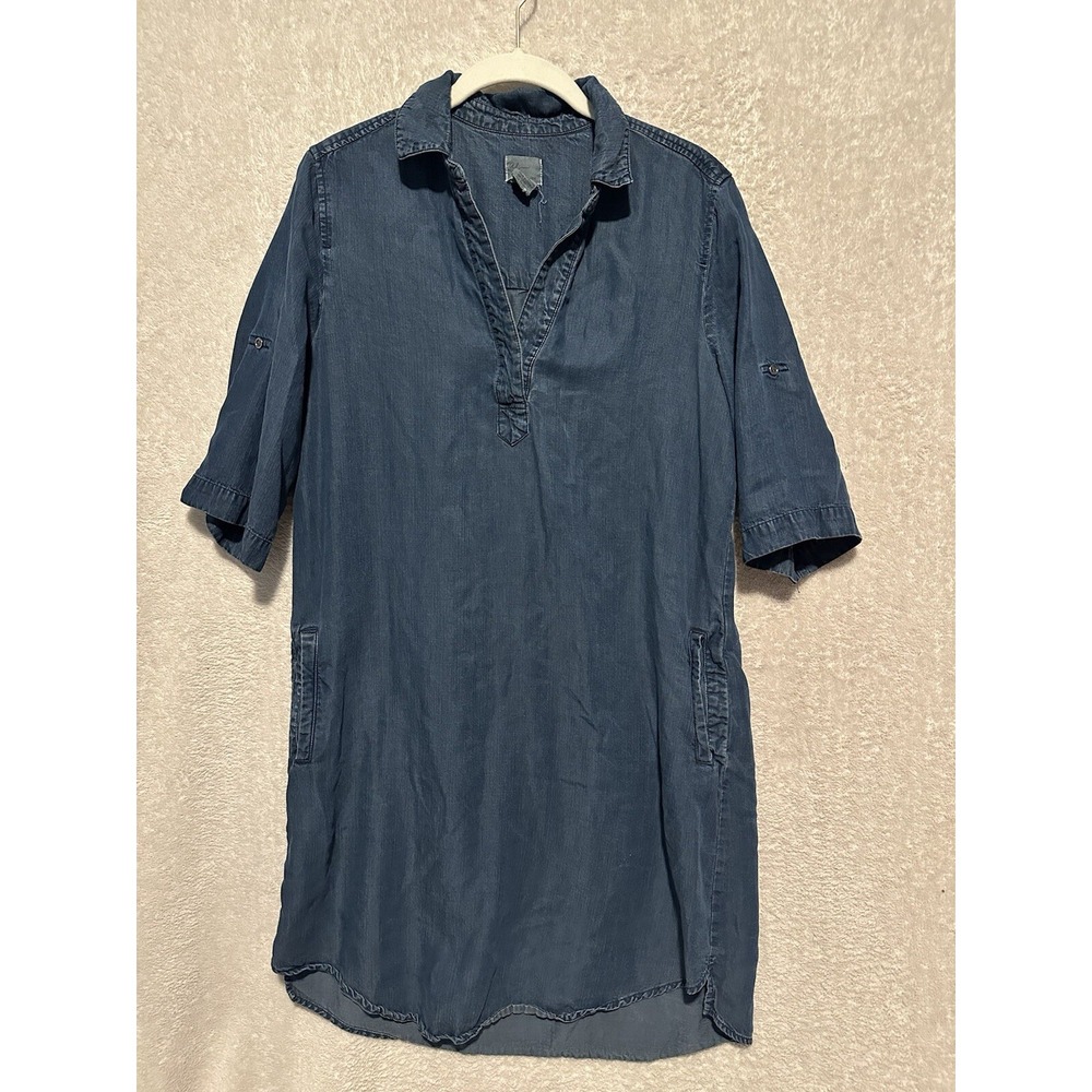 AJ Andrea Jovine Jean Look Dress Tunic Top Women's Medium Cotton Denim